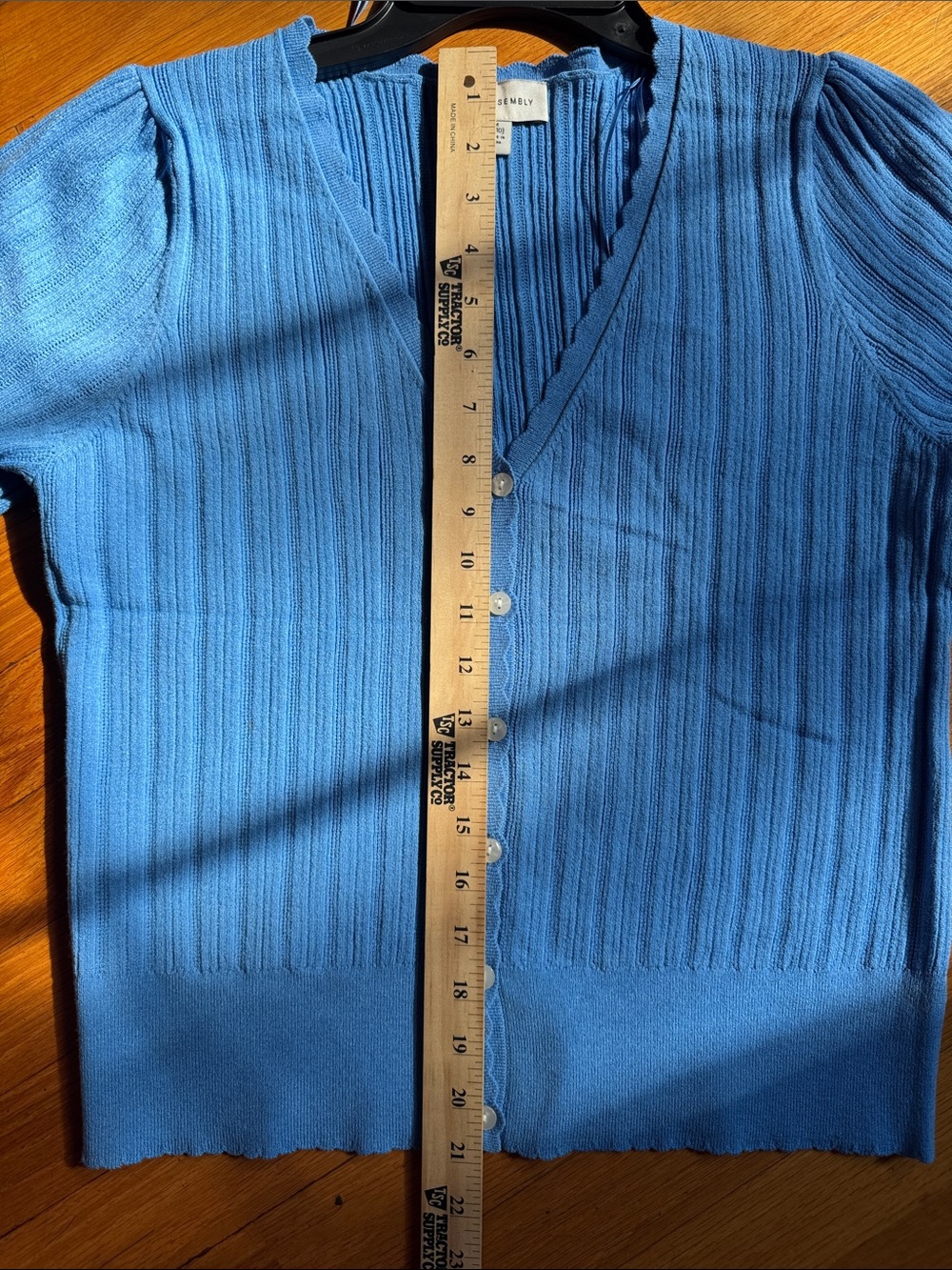 Free Assembly Fine Ribbed V-Neck Button Cardigan - Blue - Picture 6 of 7